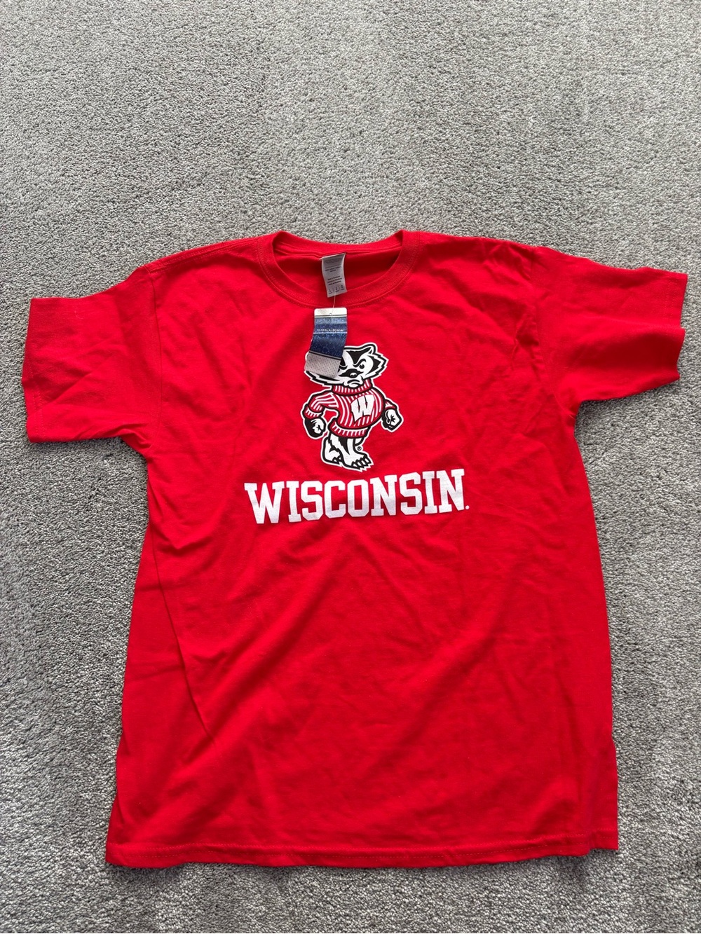 Kids Gildan Red Wisconsin Bucky Badger Graphic Tee